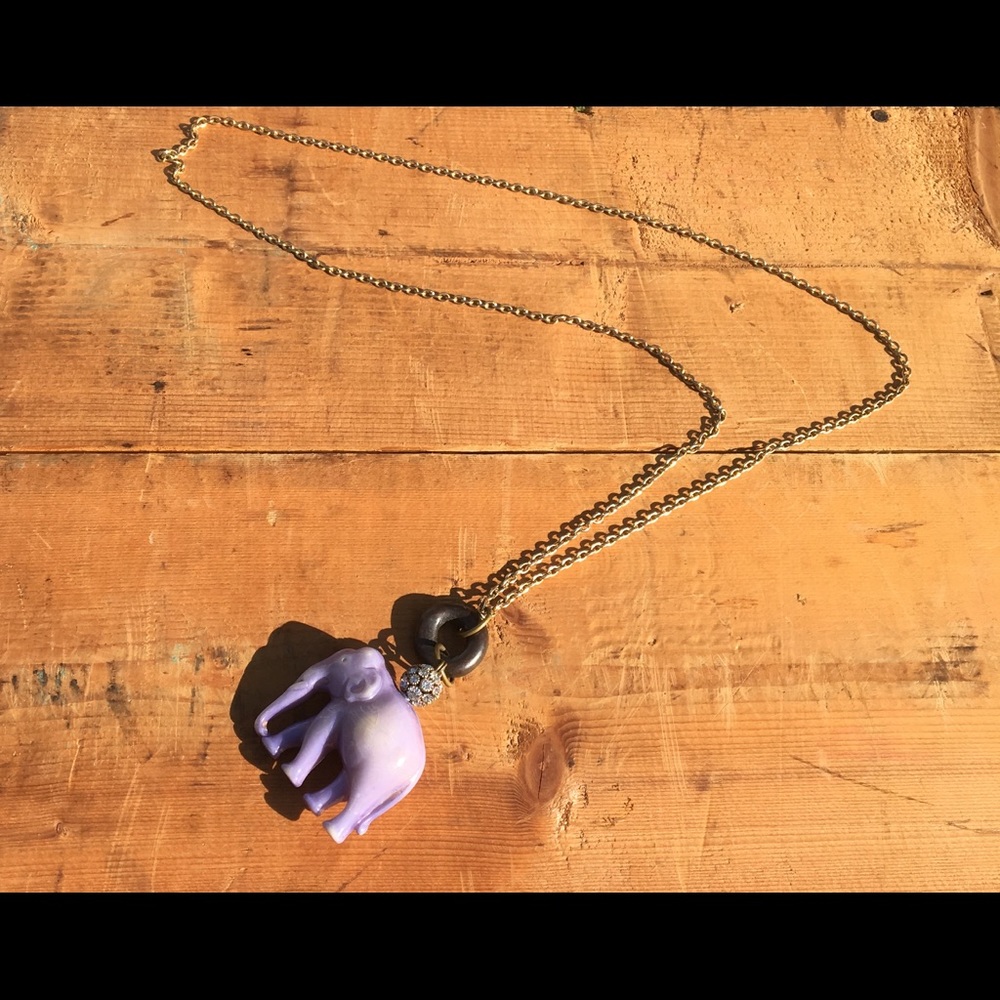Purple elephant necklace